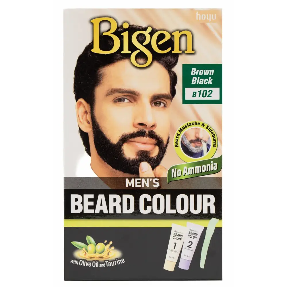 Bigen Men's Beard Color B102 Brown Black , Brown black